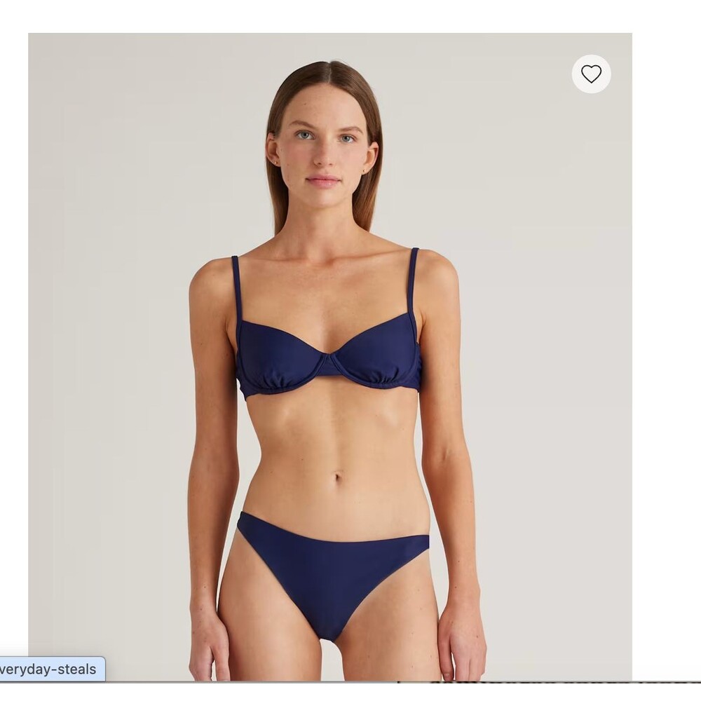 Quince Italian Demi Bikini Top Deep Navy Size S Minimal Beach Resortwear vacatio